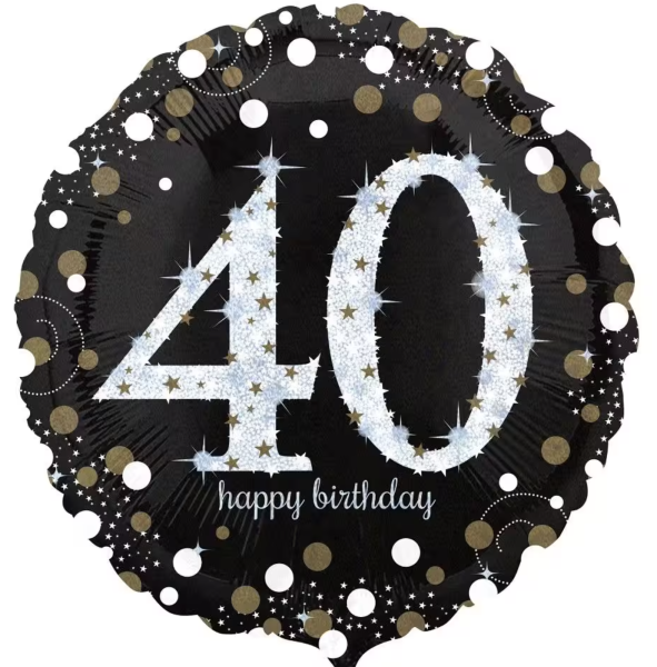 Folienballon - Sparkling Birthday, Zahl 40 - ø 43cm